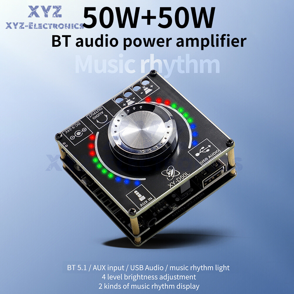 D50L Stereo Bluetooth 5.1 Audio Digital Power Amplifier Board Light APP Control