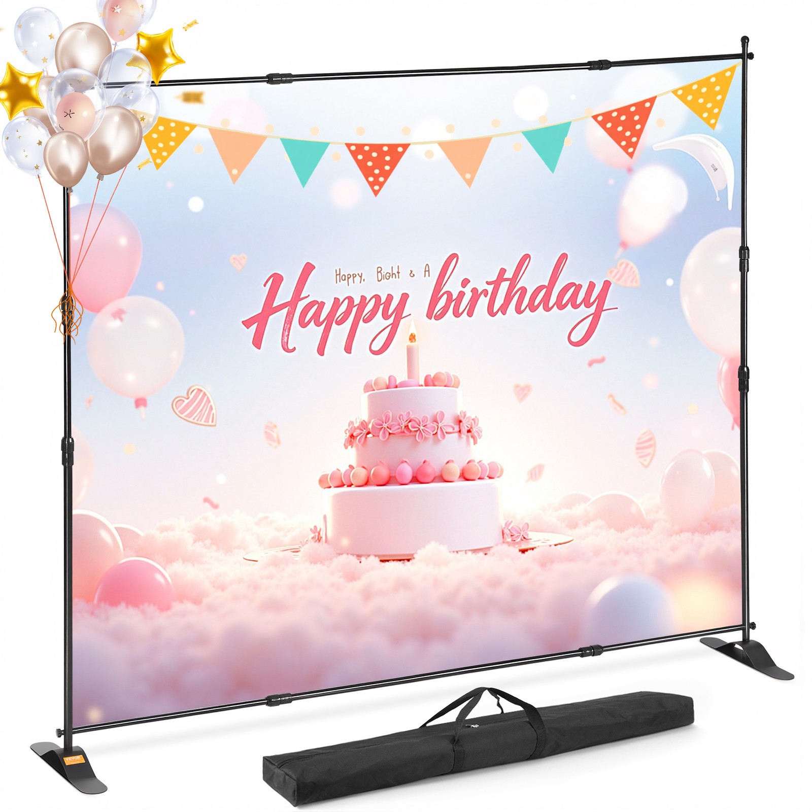 VEVOR 10 x 8 ft Backdrop Banner Stand Adjustable Height and Width