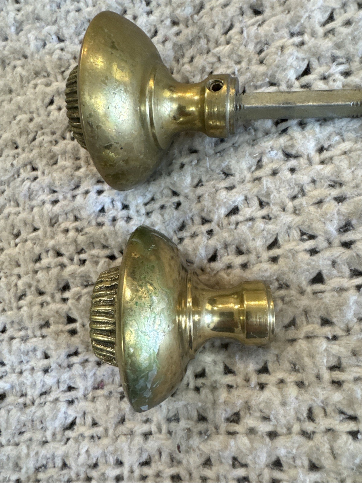 Vintage Ornate Solid Brass Door Knob, Portugal, Mid-Century, Floral Rosette