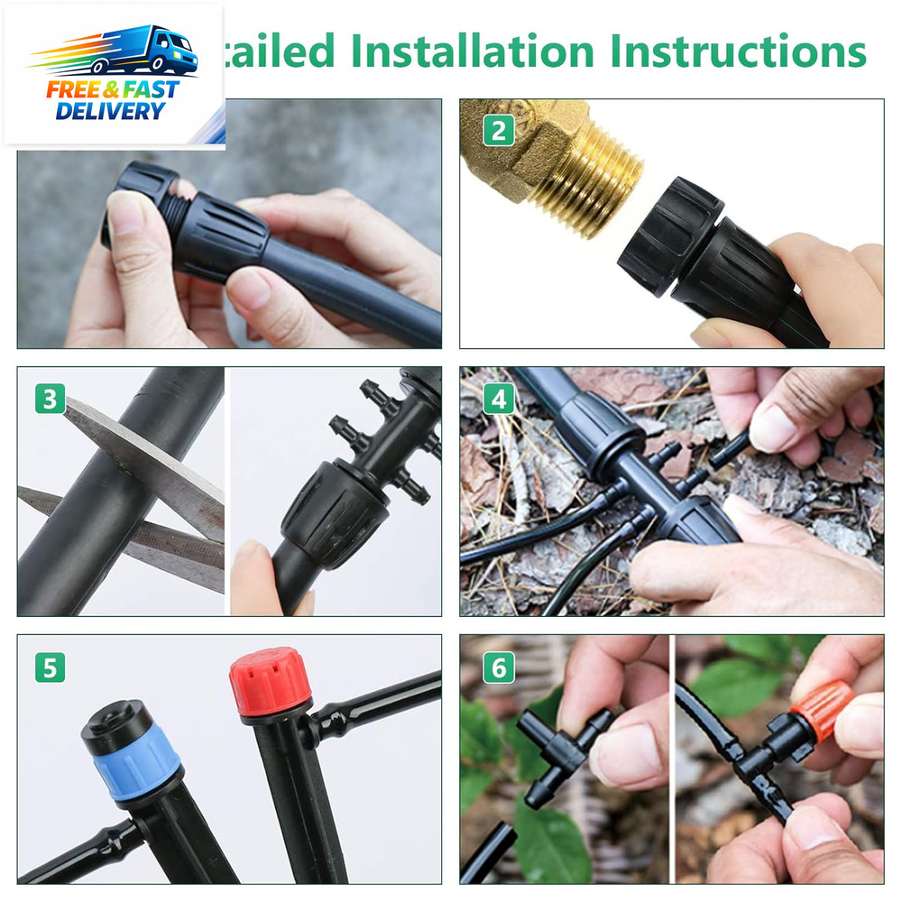 256FT Automatic Drip Irrigation System Kit,Automatic Garden Watering Misting Sys