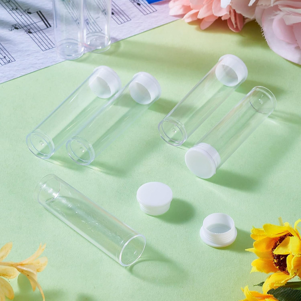 100Pcs Transparent Clear Plastic Small Empty Storage Tubes Bead Container Set