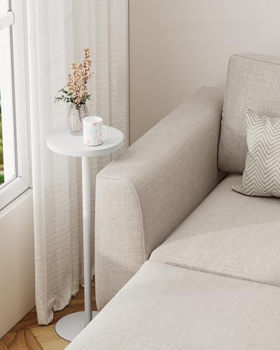 Tall Round Side Table, Small End Table, Beside Table, 1 Pack White Ordinary