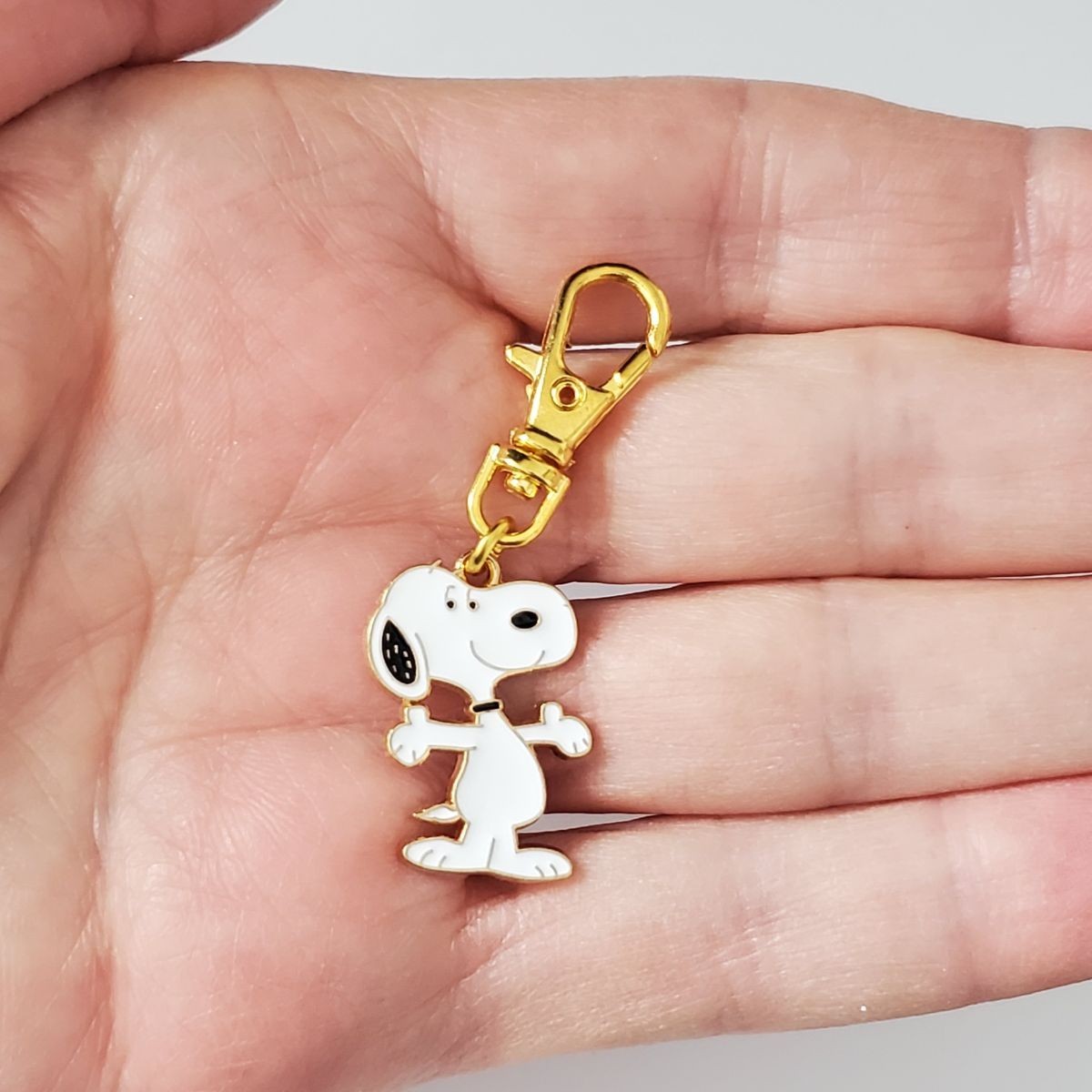 SNOOPY CHARM HAPPY HUG Zipper Pull Bag Purse Wallet Backpack Dog Cat Collar GOLD