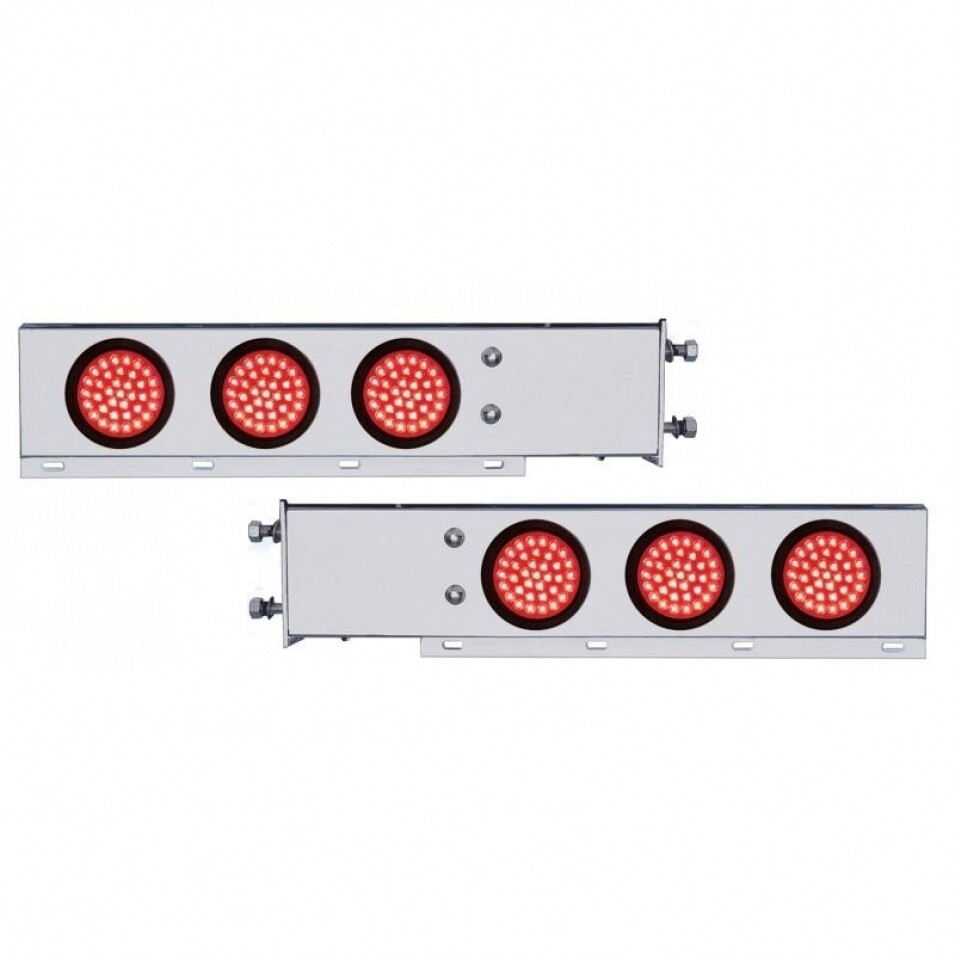 3 3/4" Bolt Pattern Spring Light Bar w/ 4" Lights & Grommets - Red LED/Red Lens