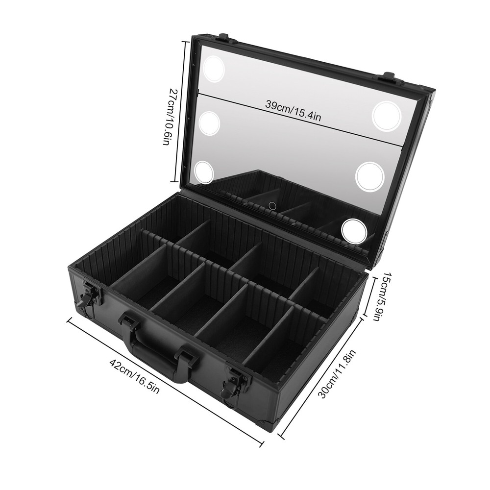Large Makeup Train Case with LED Light & Mirror - Portable Organizer