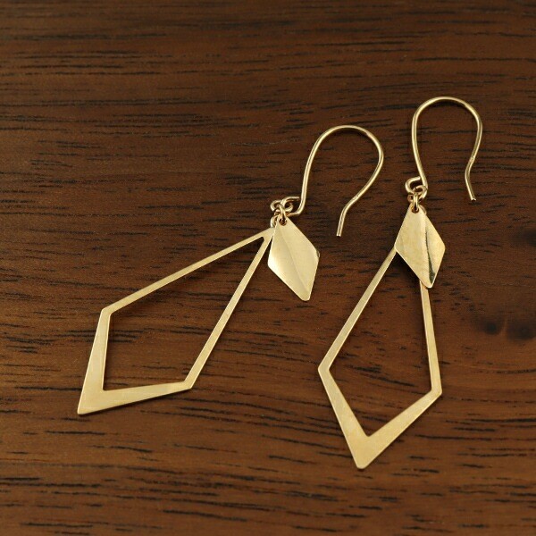 K10 Gold Drop Dangle Hook Earrings (Pair)