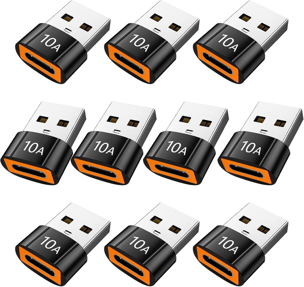10Pack 200W USB C to USB Adapter, with Fast Charging & 480MB Data Transfer, USB