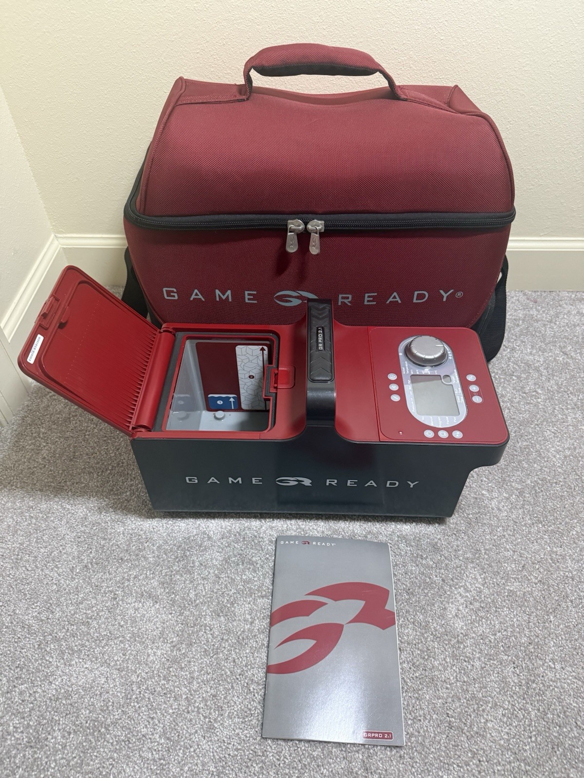 Game Ready PRO 2.1 Ice Therapy Unit NEW Straight Knee Wrap And Carrying Case