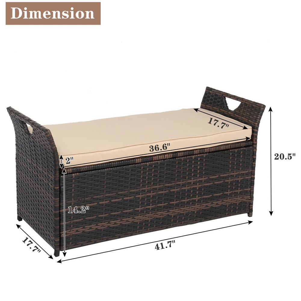 106*52*46cm Iron Frame Can Accommodate Brown Gradient Footstool Rattan Locker