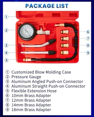 Universal Engine Compression Tester Kit - 8PCS Professional Automotive Tool for
