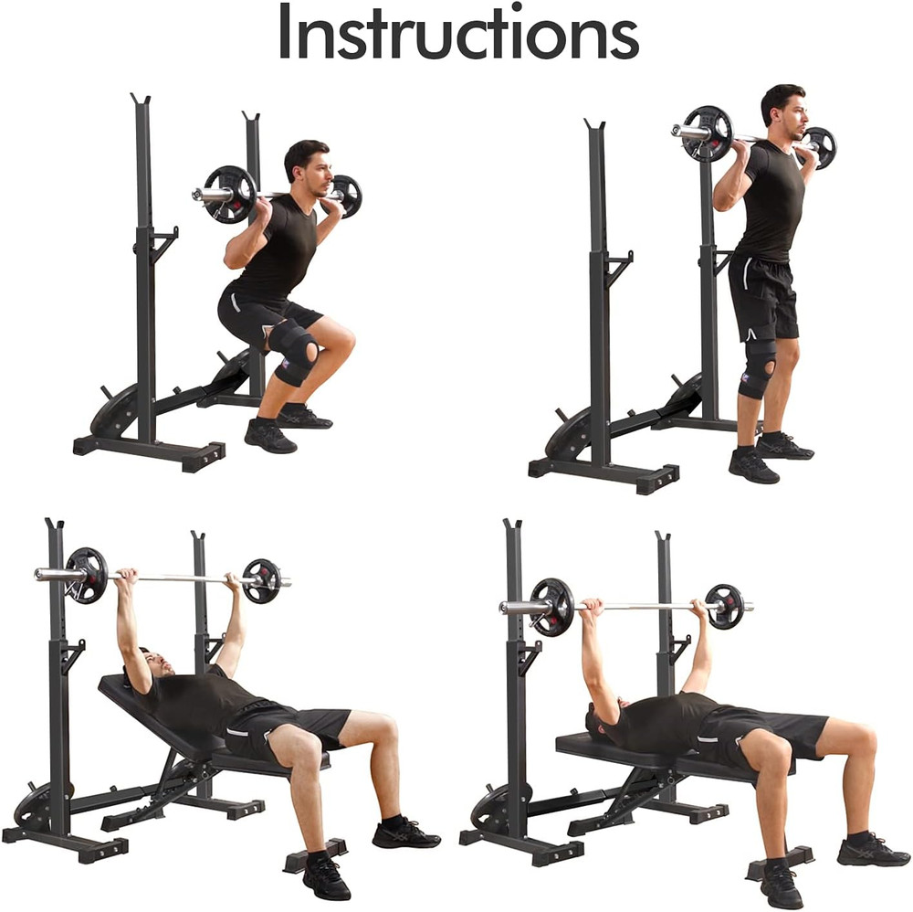 CANPA Adjustable Squat Rack Stand Multi-Function Barbell Rack Weight Lifting Gym