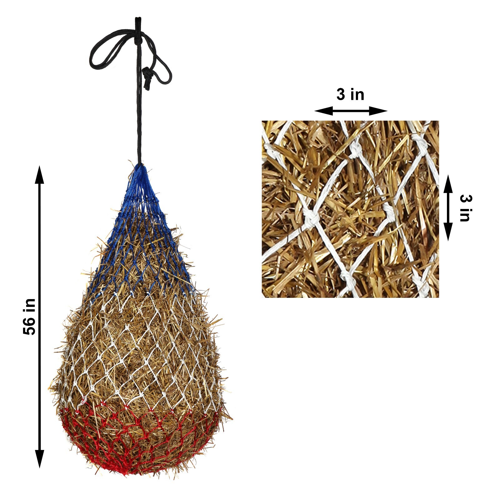 Majestic Ally 2 pcs Slow Feed 56” Hay Net with soft 3"x3" hole