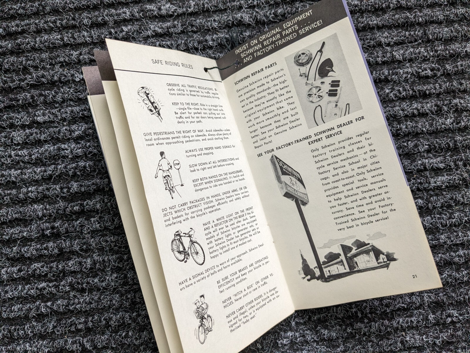 SCHWINN 1967 Bicycle Fastback & Rams Horn Stingray Owners Manual