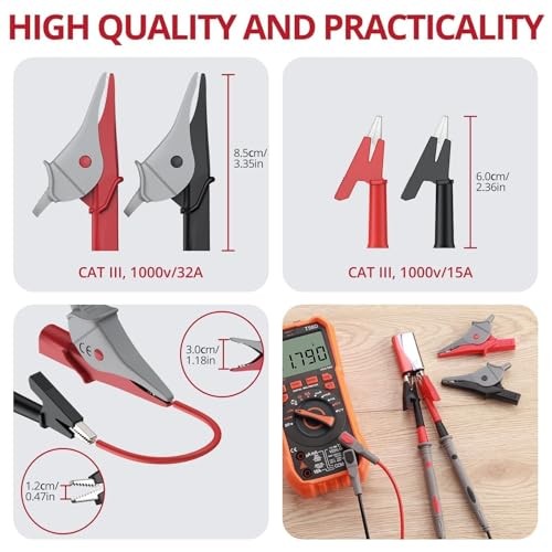 25-Piece Silicone Multimeter Leads Kit CAT Ⅲ 1000V 20A with Replaceable 25PCS