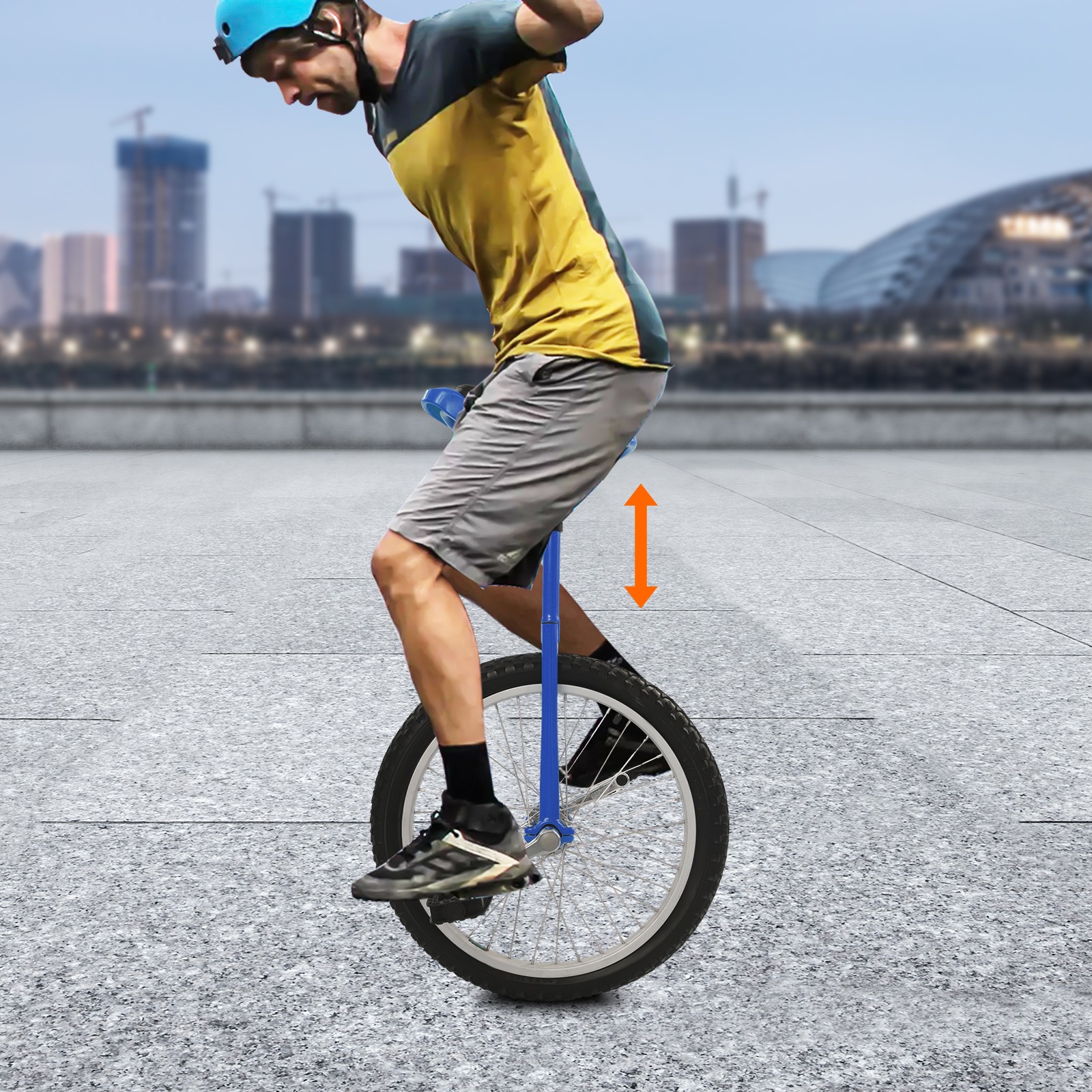 Blue 20inch Unicycle with Adjustable Height 78-90cm,Lightweight Outdoor Unicycle