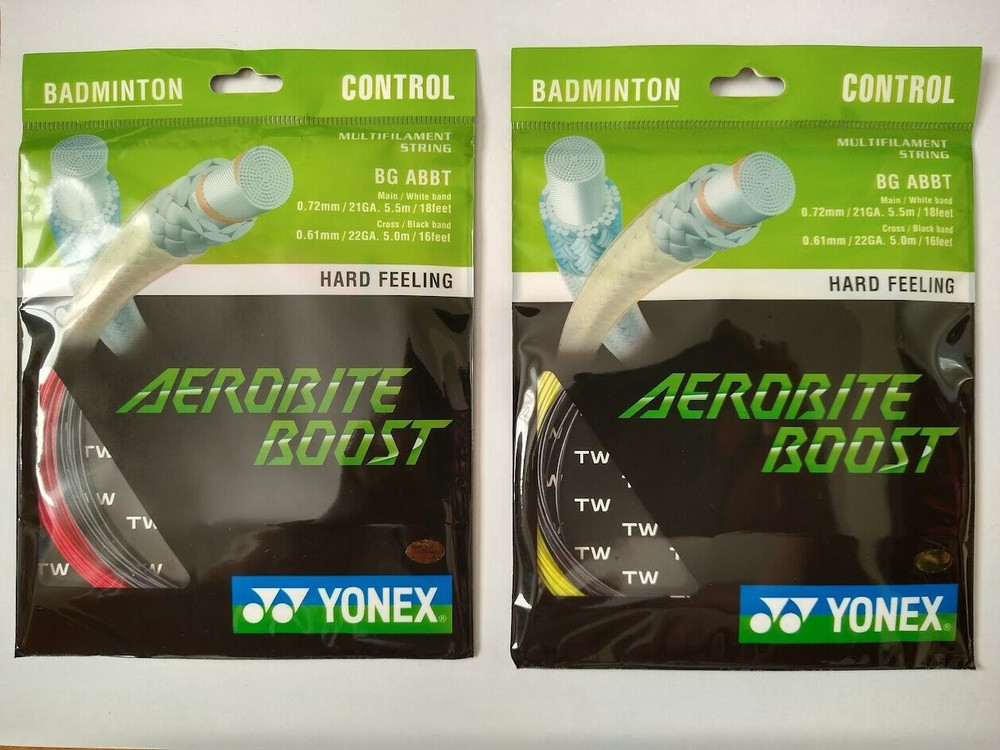 2 Pack  Yonex Aerobite Boost pro badminton string BG ABBT (Assorted Colors)