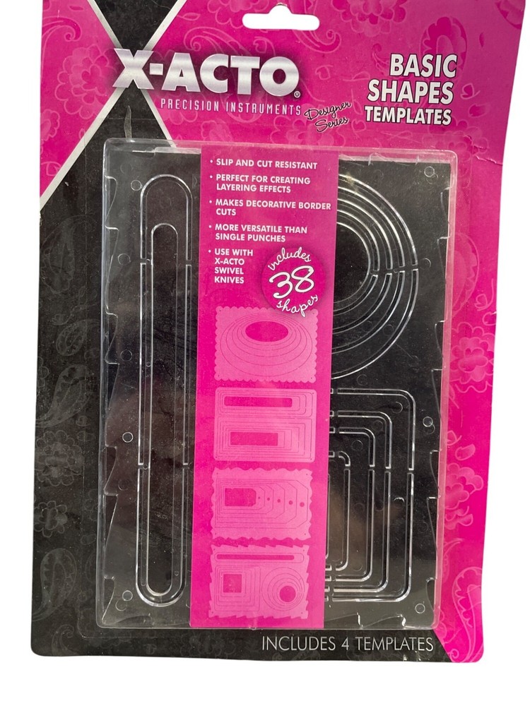 X-Acto Basic Shapes Stencil Templates Set Includes 4 Templates With 38 Shapes