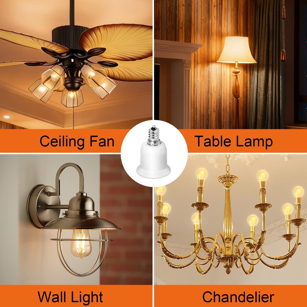 2pcs Bulbs Socket Adapters from E12 to E26 (Mini Screw to Medium Edison Screw )