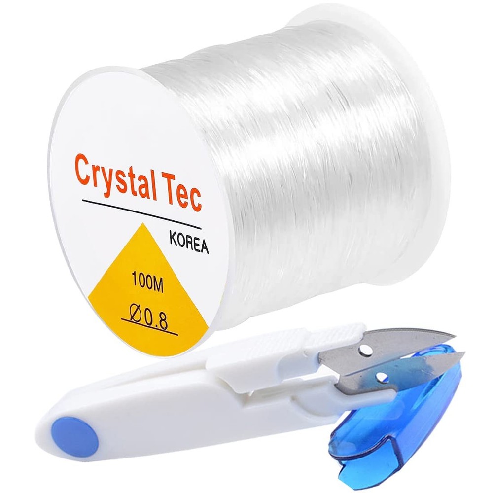 0.8mm Bracelet String Elastic, QBJAYTY Clear Elastic 0.8mm, White (Clear)