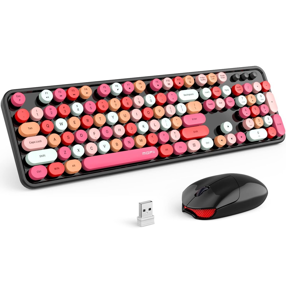 Wireless Keyboard and Mouse Combo Retro Typewriter Style for PC Windows