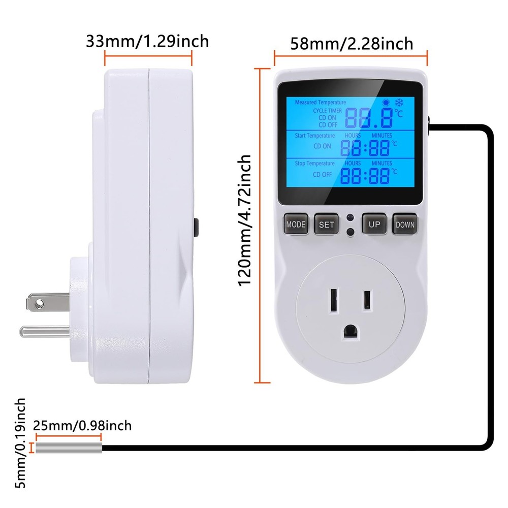 UMLIFE 1Pack Digital Temperature Controller Thermostat Timer - Reptile Thermo...