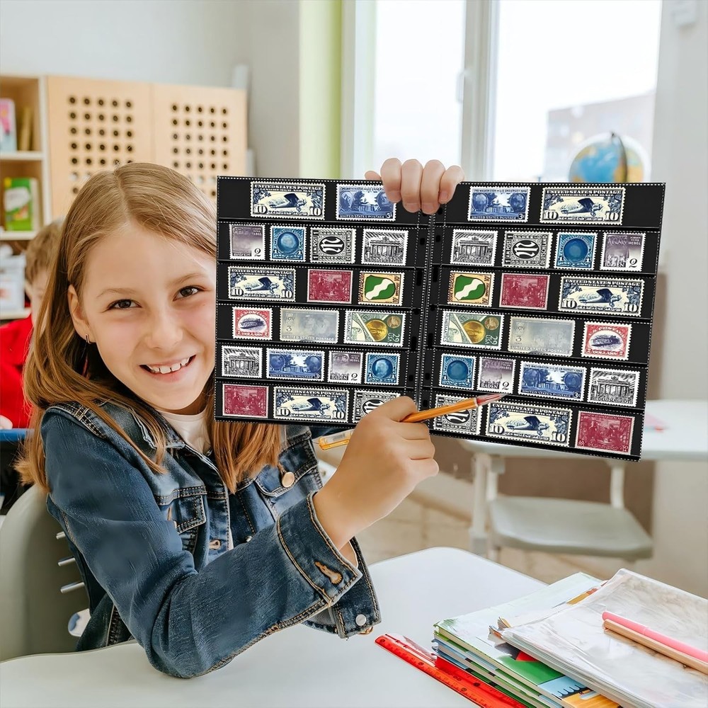 20 Sheets Stamp Pages Collector Album Binder Standard 9 Hole Binder Sleeves f