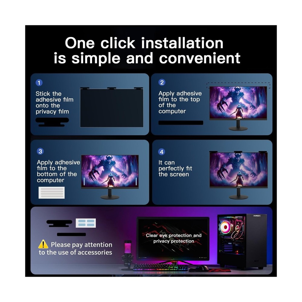 [2 Pack] Magnetic Computer Privacy Screen Filter 24 Inch for 16:9 Widescreen ...
