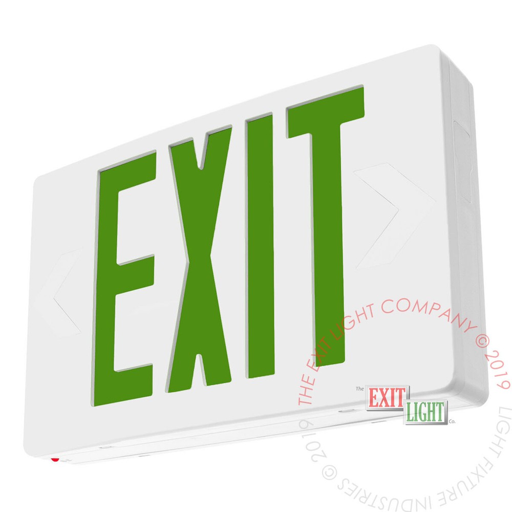 LFI Lights | Green LED Exit Light Sign | Standard Battery Backup UL | LED-G-W-BB