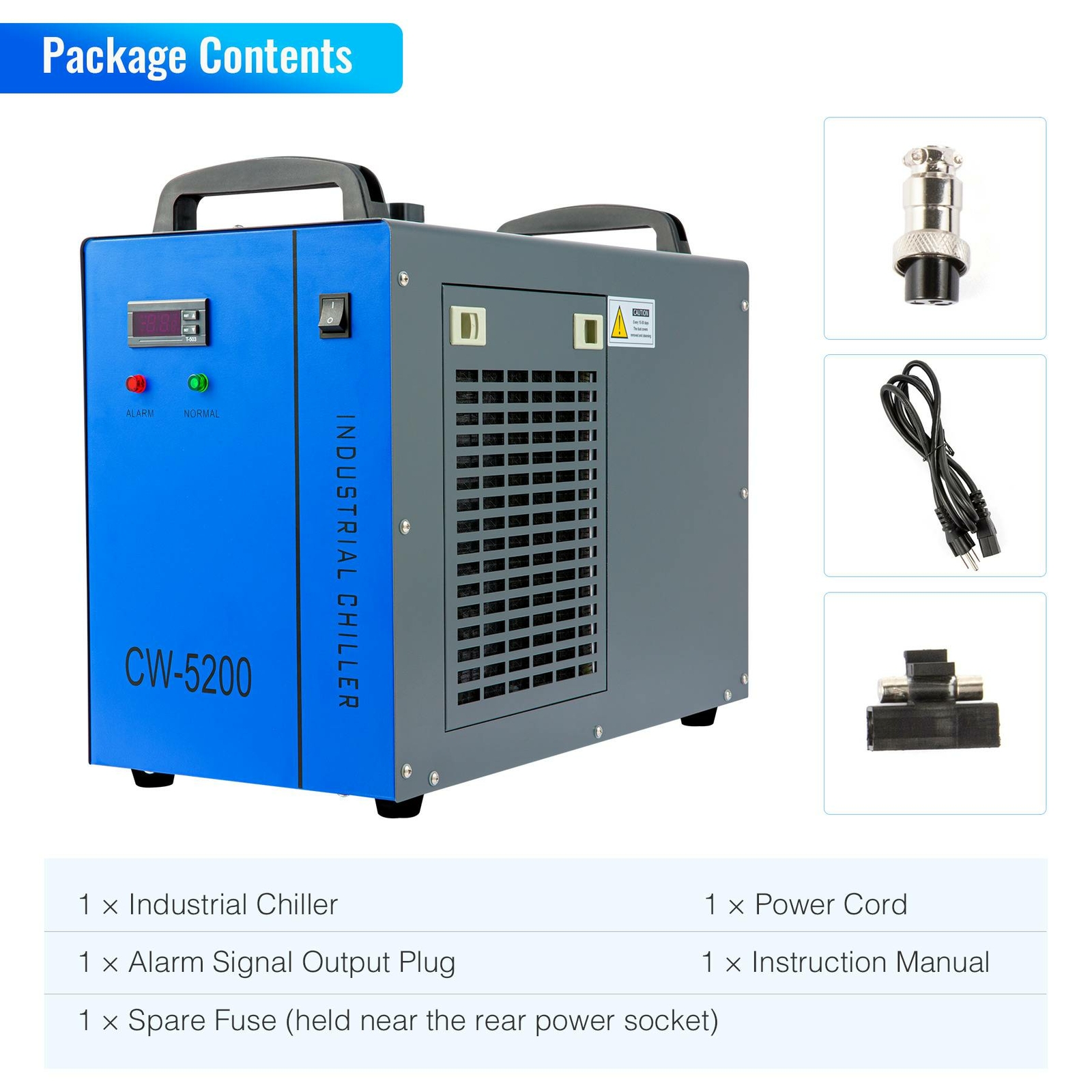 OMTech CW-5200 Industrial Water Chiller for CO2 Laser Engraving Cutting Machines
