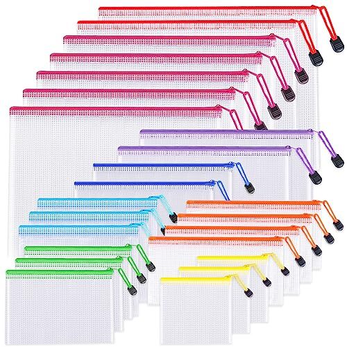 24pcs Mesh Zipper Pouch Bags - 8 Sizes Plastic Zipper Pouches for