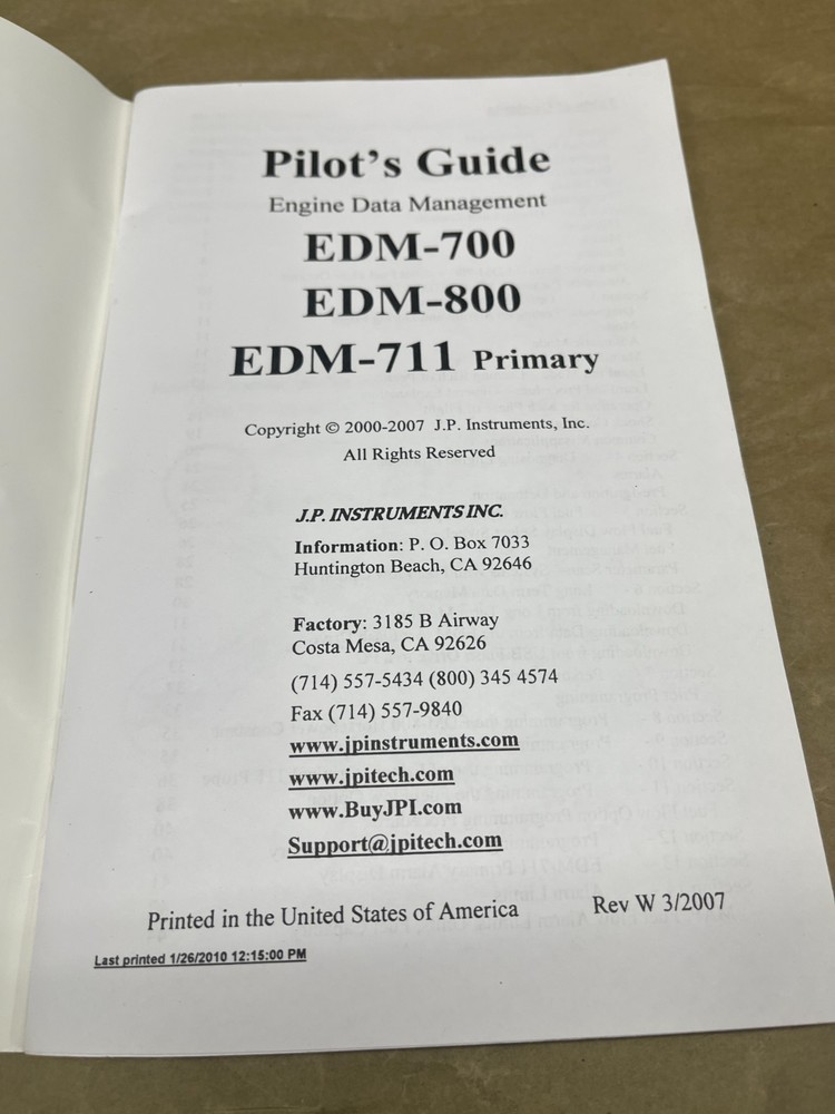 JPI EDM 700/711/800 Pilots Guide