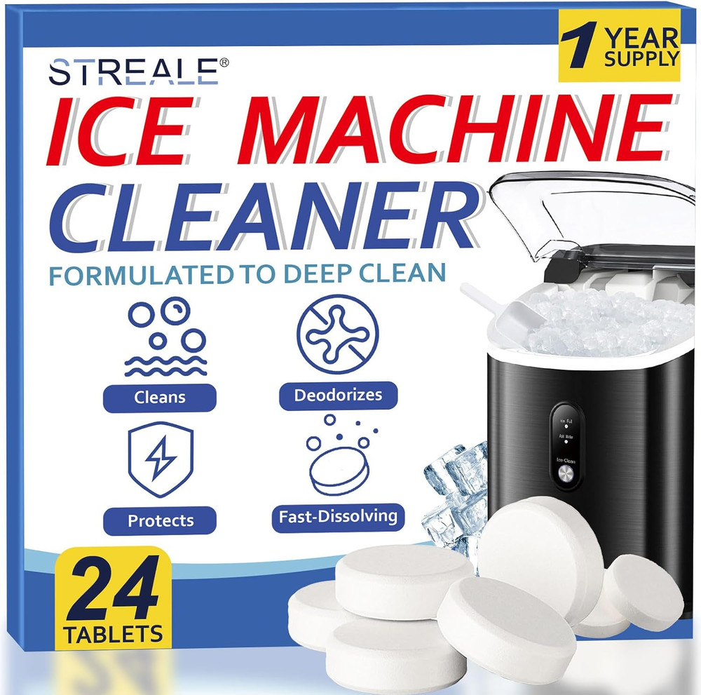 Ice Machine Cleaner Maker and Descaler - 24 Ice Maker Cleaner Tablets Compati...