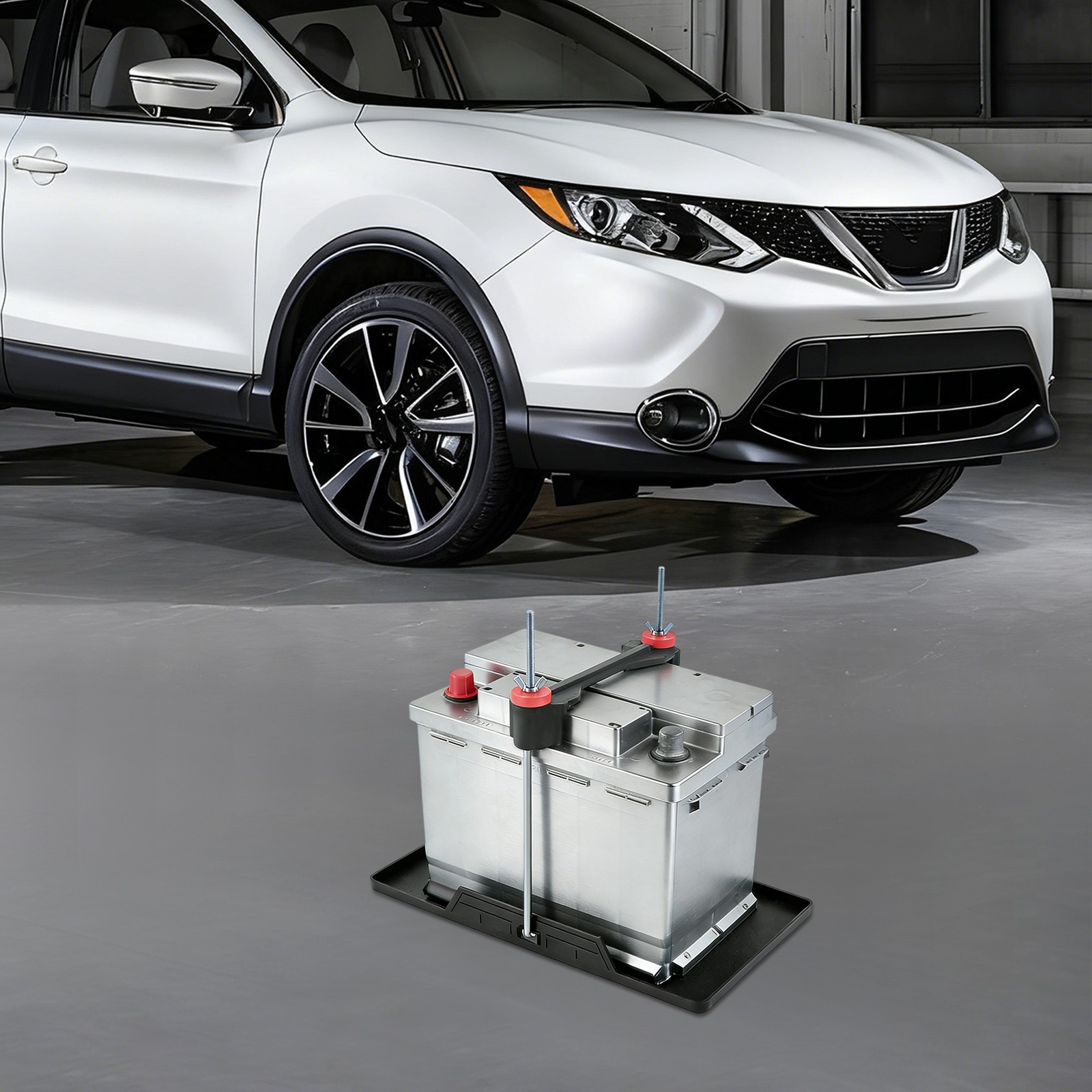 Car Storage Battery Holder Hold Down Tray Adjustable Bracket 25cm Screw Rod