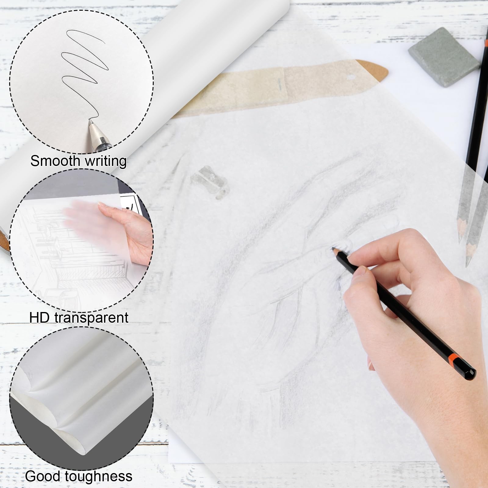 Tracing Paper Roll 18 Inch x 30 Yards White Translucent Pattern Paper Trace P...