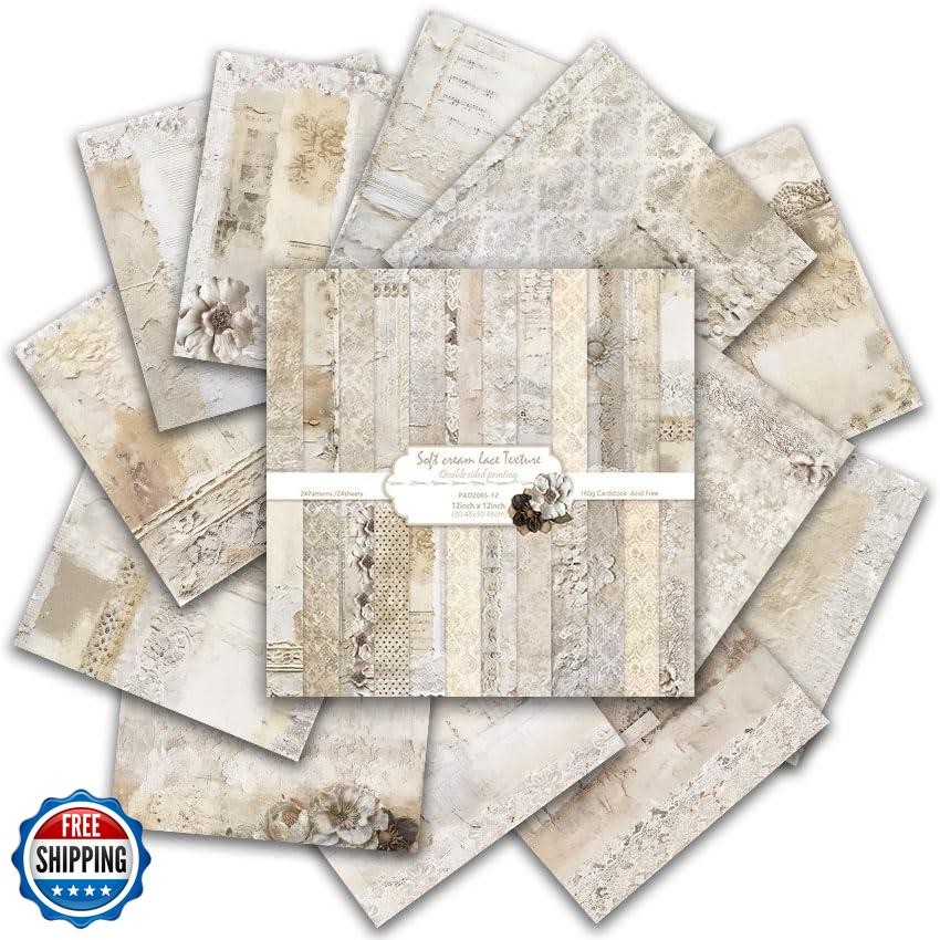 Wedding Scrapbook Paper 12x12, 24 Sheets Double-Sided Decorative Patterned Ca