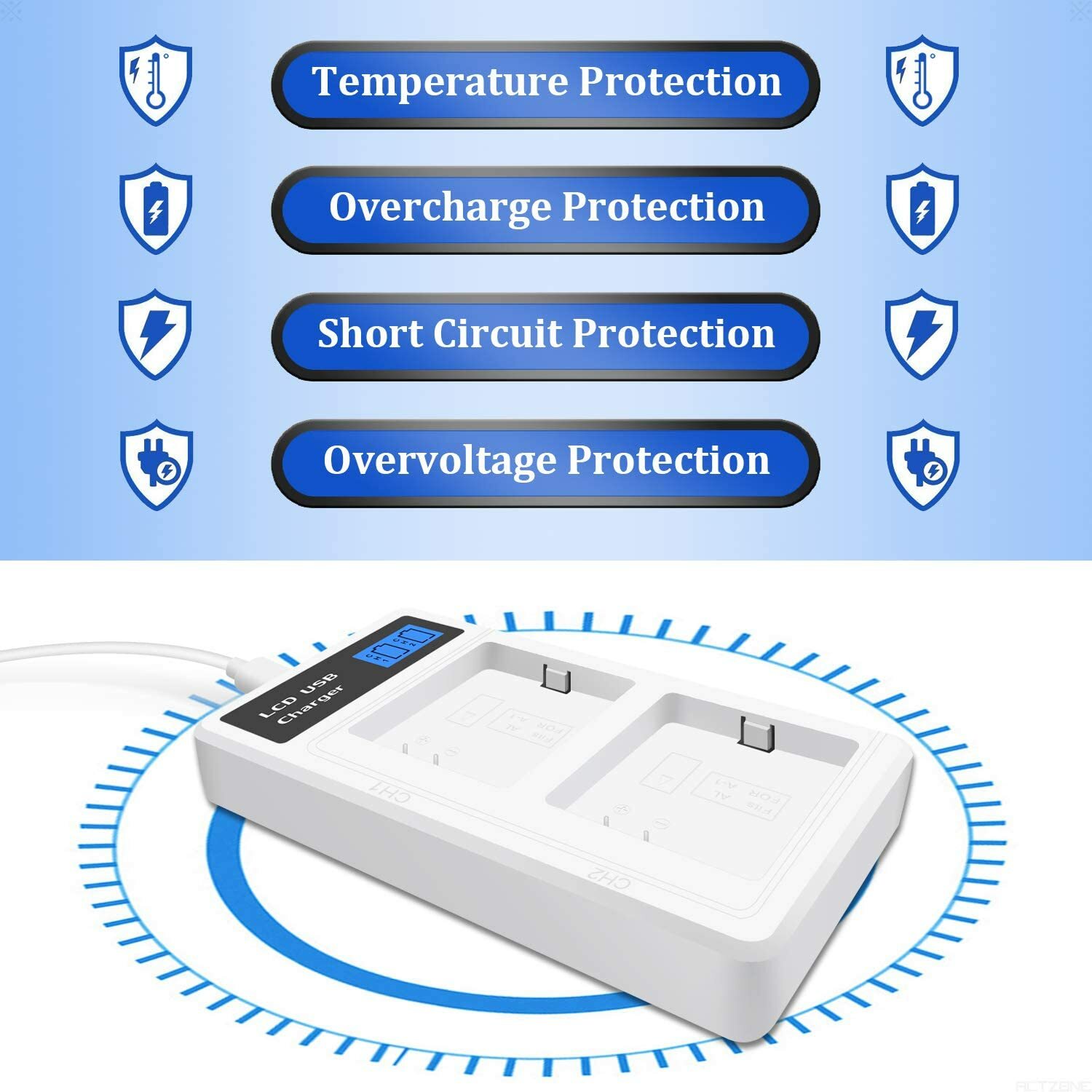 2-Pack 2440mAh A-1 A-1B Battery & LCD Charging Station for Arlo Pro Arlo Pro 2