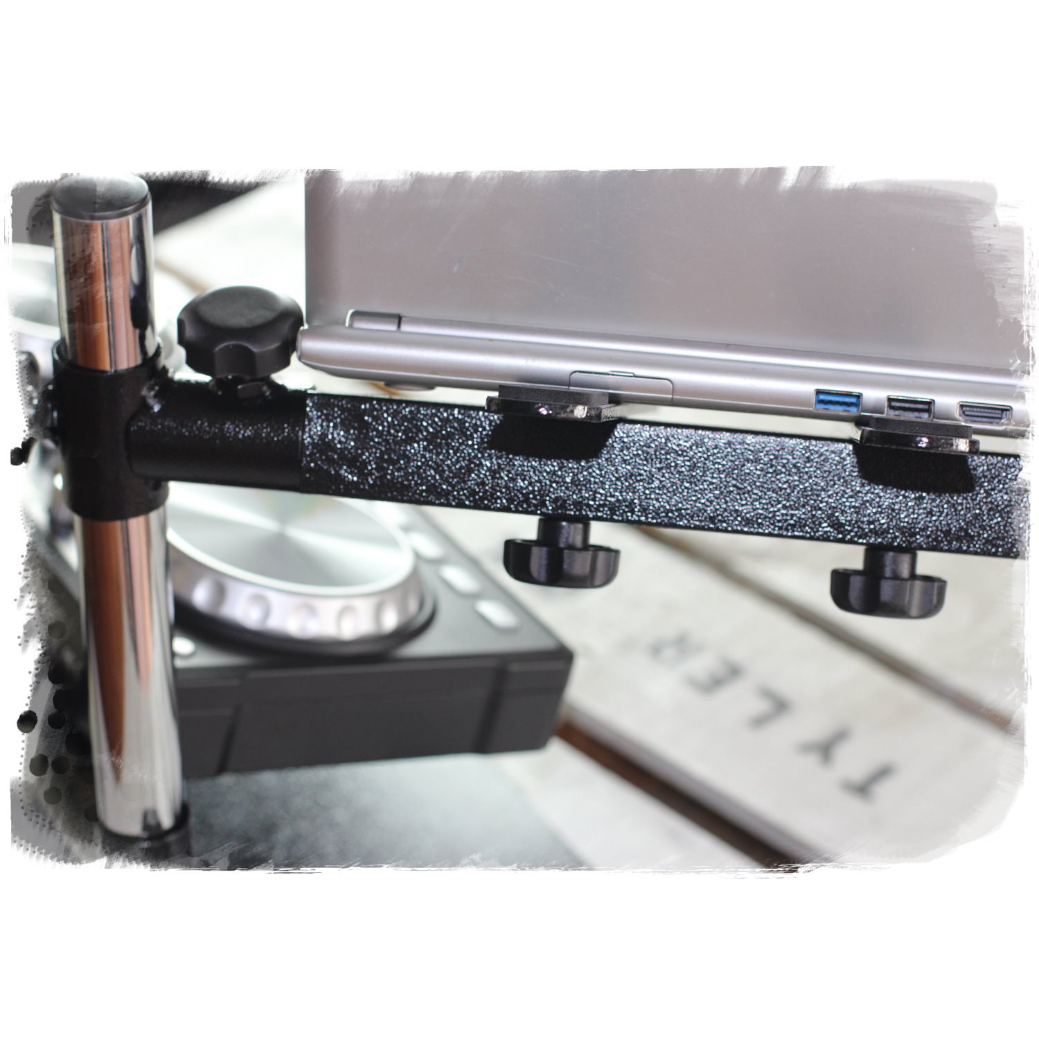 DJ Double Computer Laptop Stand - Duel Mount Holder Studio Mixer Controller Gear