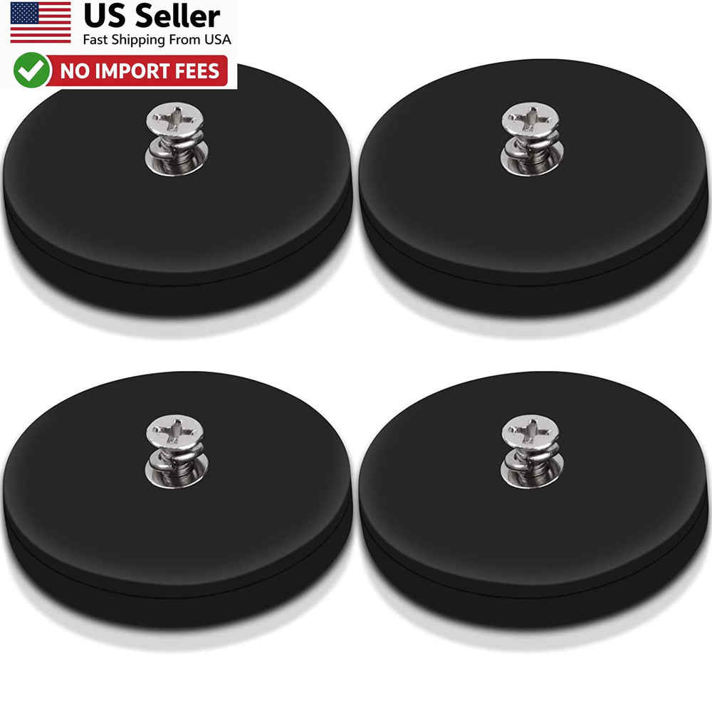 4Pack Rubber Coated Neodymium Magnets 30LBS M4 Threaded Studs Base Black FROM US