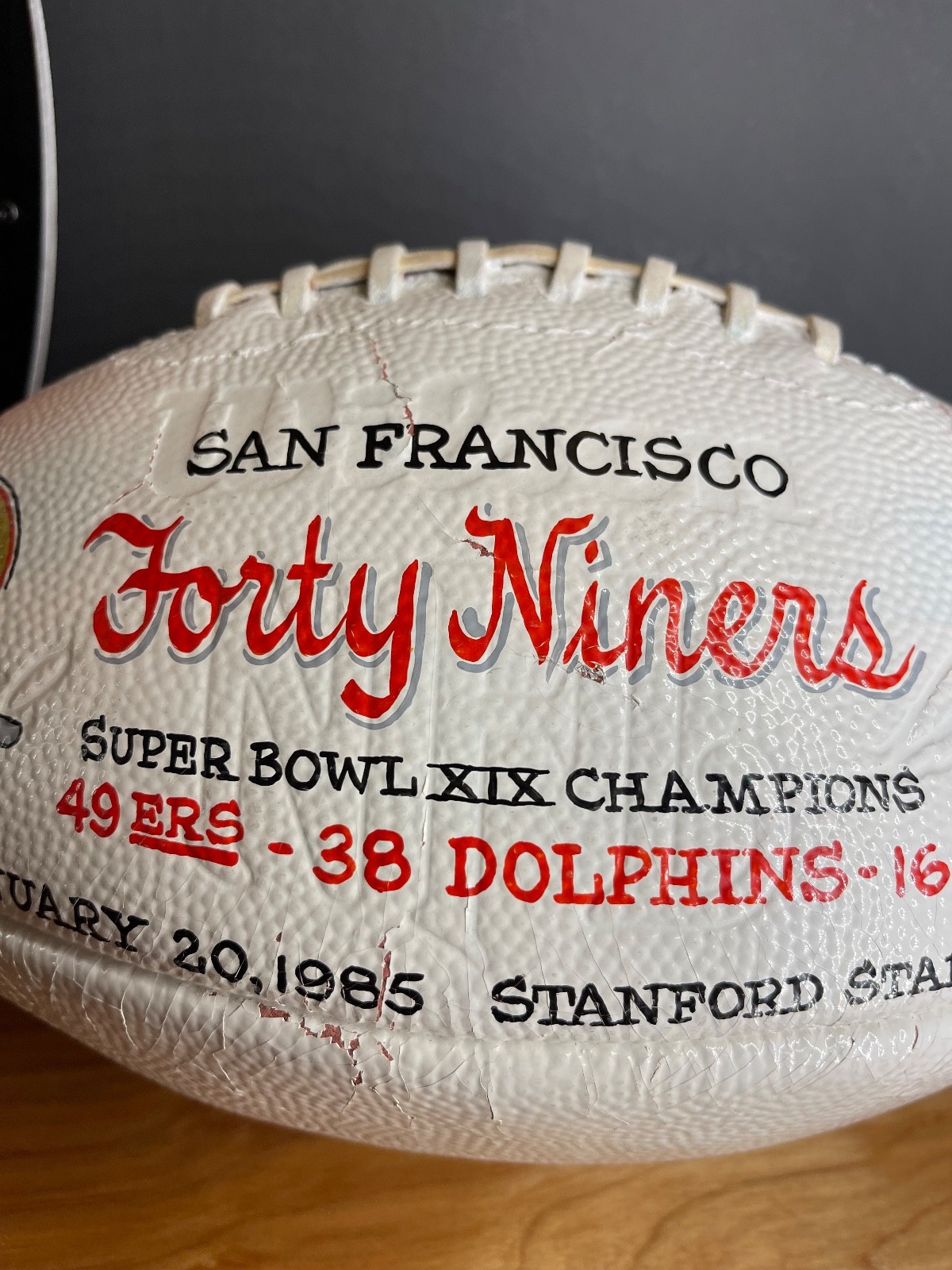 1985 Super Bowl XIX Football 49ers Dolphins game ball