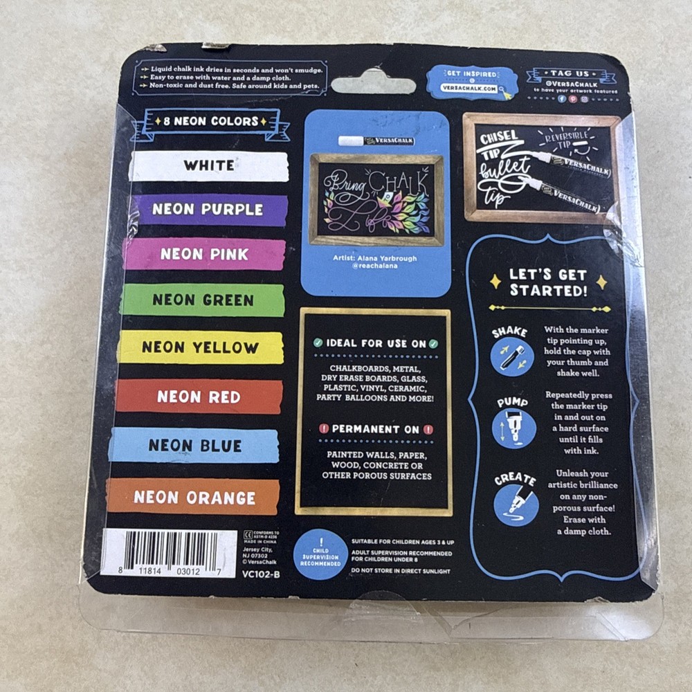 Versachalk Vc102-B Chalk Marker, Assorted, Capped