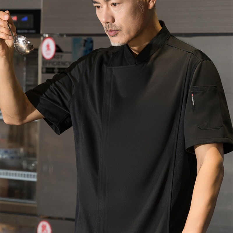 Men Breathable Catering Chef Work Clothes Coat Professional Uniform Jacket Zip