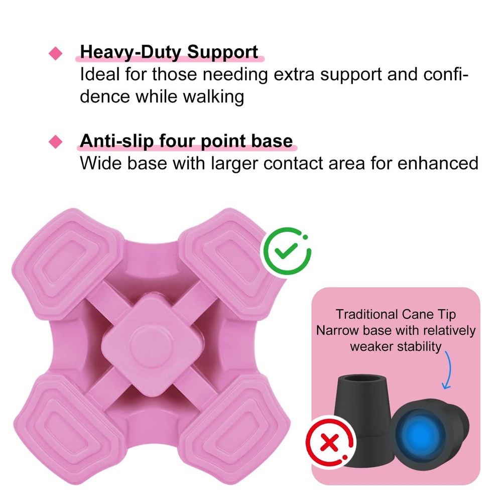 Cane Tips, Self Standing Quad Base Replacement for Walking and Folding Canes,...