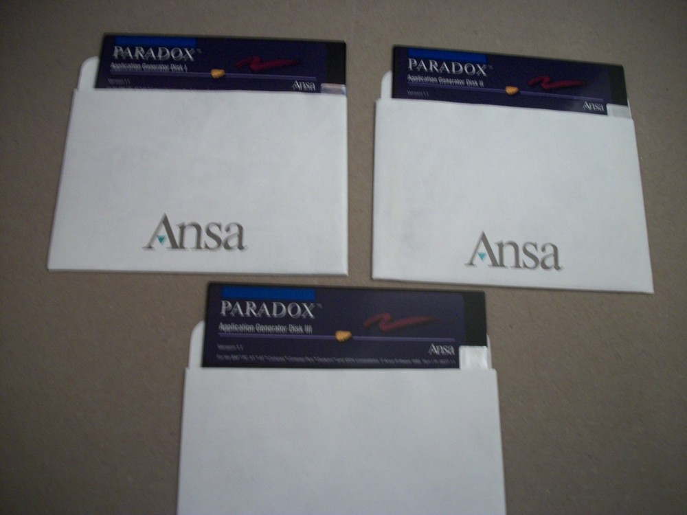 1985 Ansa Paradox Relational Database Software Version 1.1 MS-DOS 5.25 Disks