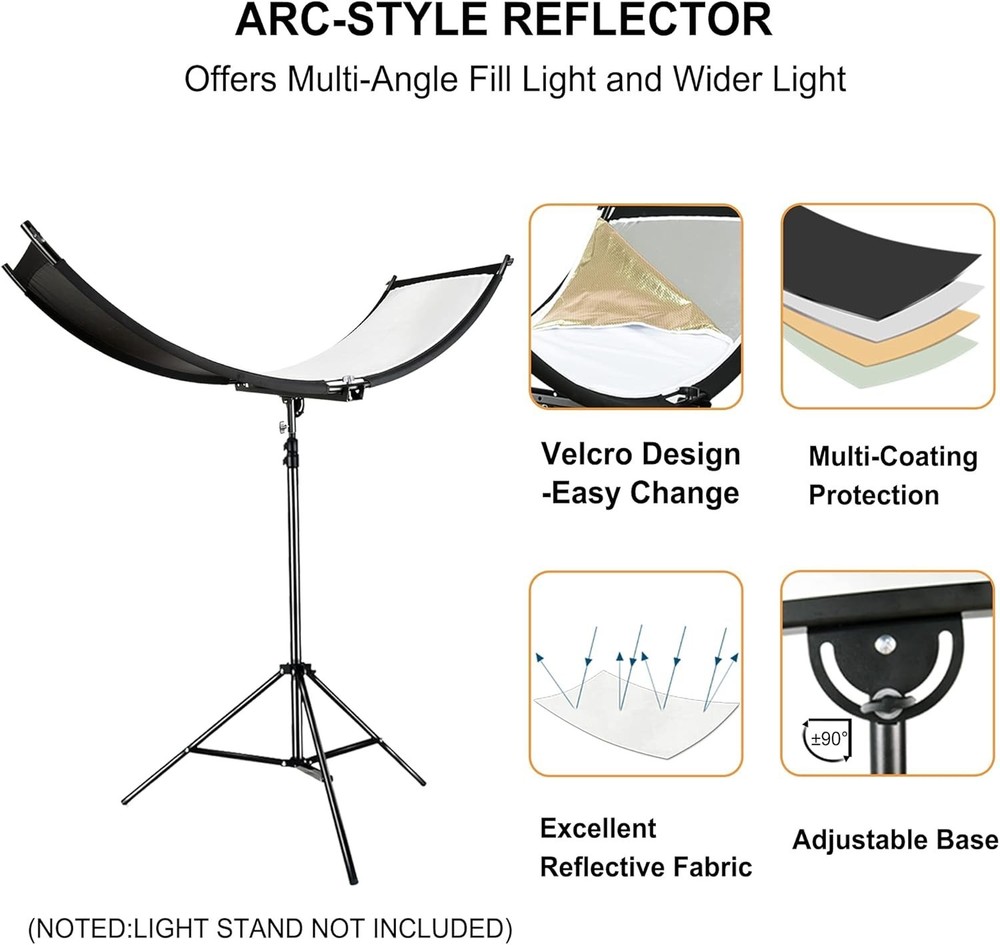 Clamshell Light Reflector/Diffuser,67"x24" Curved Photography Lighting Reflec...