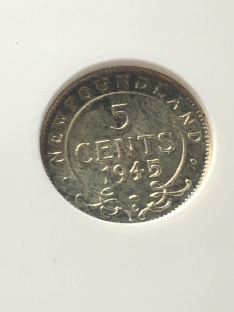 1945c ANACS Graded Newfoundland ¢5 Cent, **MS-65**