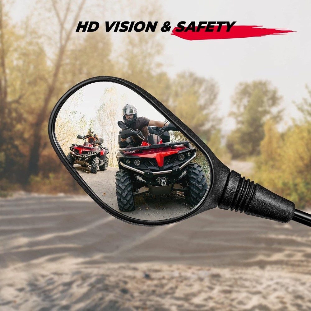 ATV & Motorcycle Mirrors - 360° Adjustable, Scratch Resistant, Black