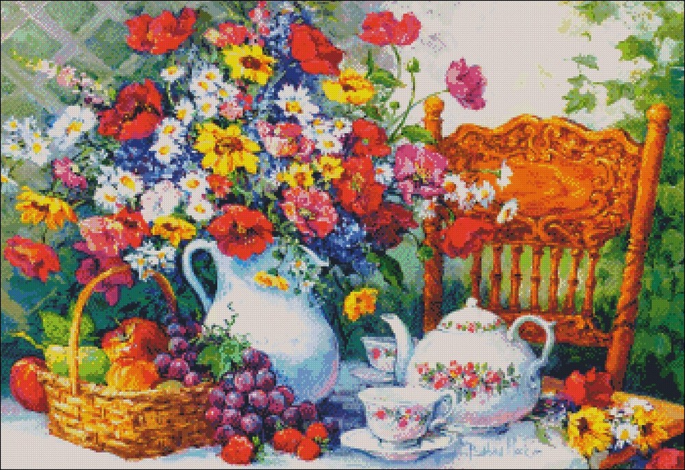 Time For Tea - Chart Counted Cross Stitch Patterns Needlework DIY DMC Color