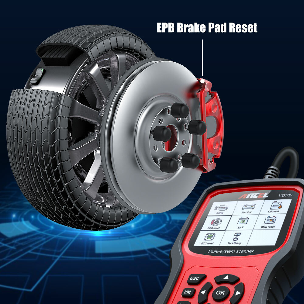 ANCEL VD700 Car OBD2 Scanner All System Diagnostic Code Reader ABS SRS EPB Oil