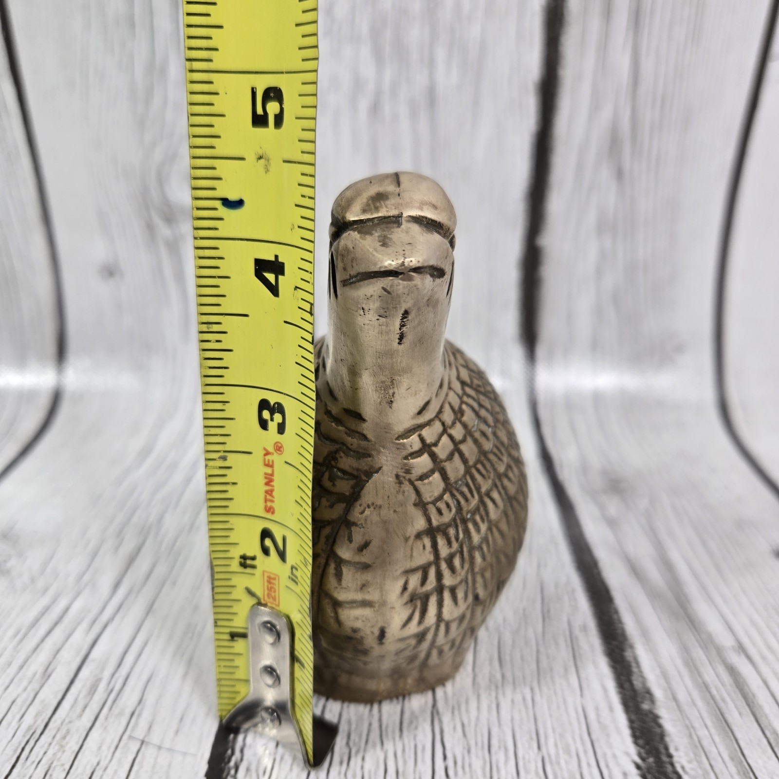 Vintage Brass Bird Figurine Partridge Quail Sitting Mid Century Modern MCM 4.5"