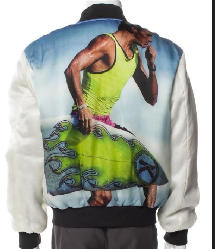 Ex Infinitas Men White Surfer Bomber Jacket  Size: L